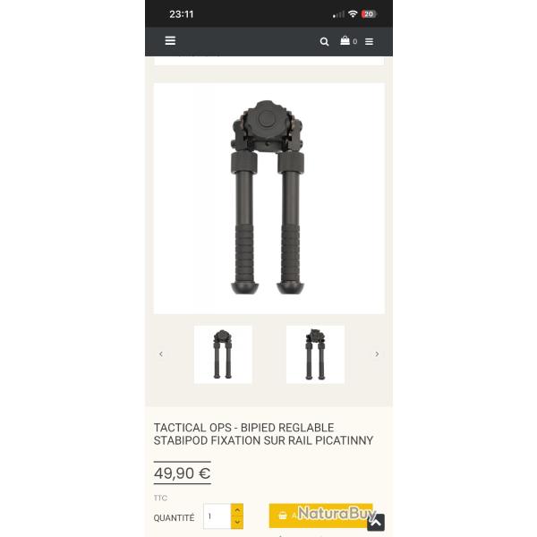 Bipied fixation sur rail 4 positions 22lr