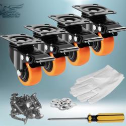 Lot de 4 Roulettes Pivotantes 50,8 mm Roues Silencieuses en PVC avec Frein