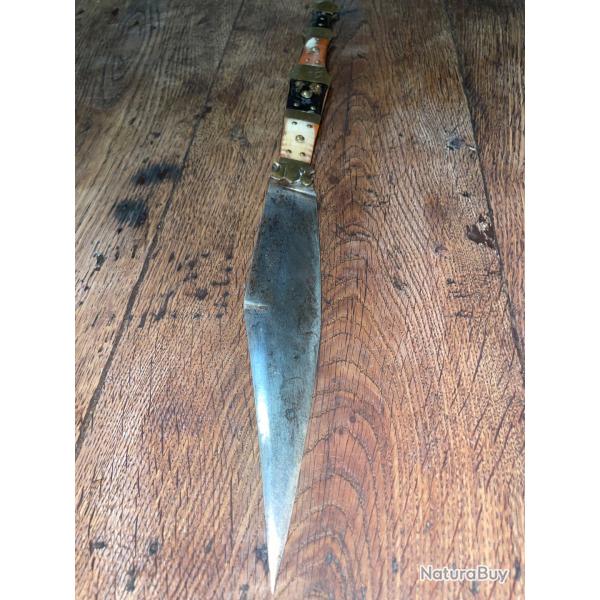 Couteau Navaja 41cm Valero Jun Zaragoza XIX�me - Corne & Laiton