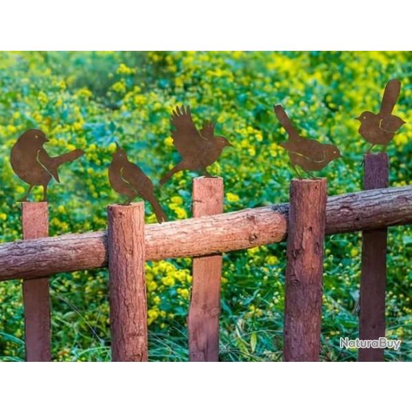 DECORATION JARDIN 5 OISEAUX METAL FACILES A INSTALLER SANS ENTRETIEN