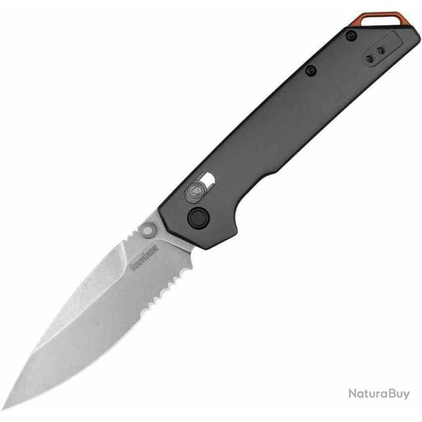 Couteau Kershaw Iridium Lame Spear Point Serr Acier D2 Manche Alu Gris DuraLock KS2038ST