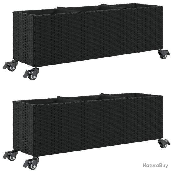 Jardini�re bac lit sur�lev� plantes fleurs jardin terrasses et roulettes lot de 2 107 x 32 x 38 cm