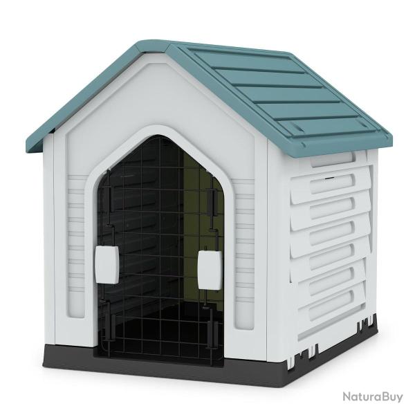 Niche pour animaux int�rieure et ext�rieure 66,5 x 52 x 60 cm abri s�curis� en PP bleu 20_0012917