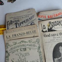 Lot de 6 partitions musique militaires Alli&eacute;s 14/18