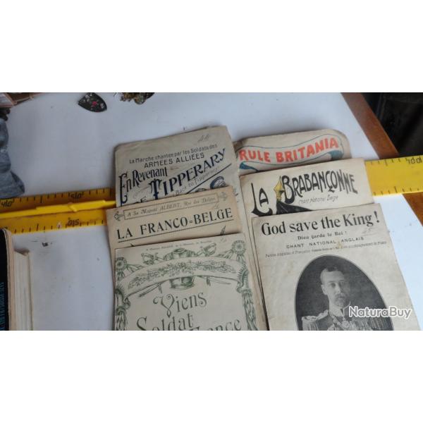 Lot de 6 partitions musique militaires Alli�s 14/18