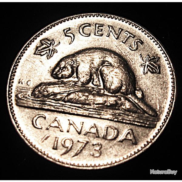 Canada piece de 5 cents "castor" 1973  Elizabeth II ttb