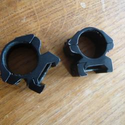 Paire colliers 25,4/26mm, pour rail Weaver-Picatinny, &eacute;tat neuf !