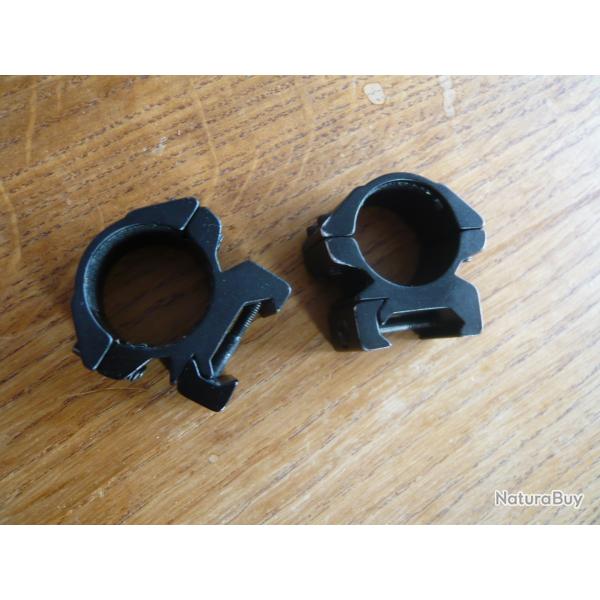 Paire colliers 25,4/26mm, pour rail Weaver-Picatinny, �tat neuf !