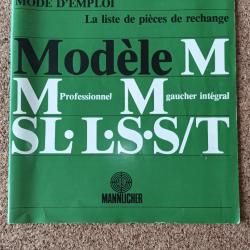 Mode D'emploi Model M Mannlicher Mprofessionnels, M gaucher int&eacute;gral SL. L. S. S/T