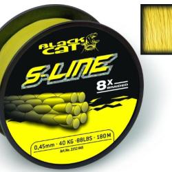 Tresse pour silure BLACK CAT S-line jaune 0.38mm 40kg 250m
