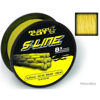 Tresse pour silure BLACK CAT S-line jaune 0.38mm 40kg 250m