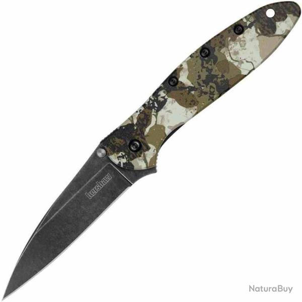 Couteau Kershaw Leek King's Camo A/O Lame Acier Sandvik 14C28N Manche Alu Linerlock USA KS1660KC