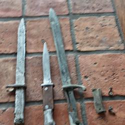 2 ba&iuml;onnette allemand WW1 //1 couteau de tranch&eacute; allemand