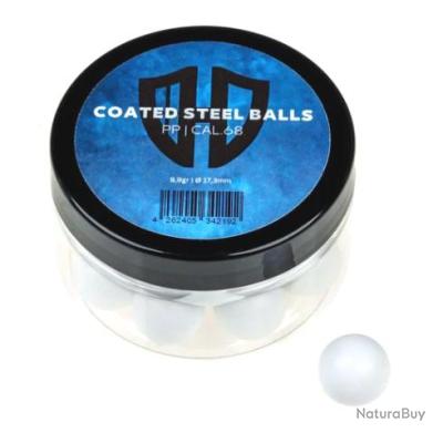 Annonce billes paintball : Billes Acier avec rev&ecirc;tement polymere BLANC 9.9 g - Cal 68 - Pot 20 - HD24