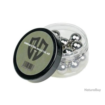 Annonce billes paintball : Billes Full Acier Chrom&eacute; 7.5g Brise Vitre- Cal 68 - Pot 20 - HD24