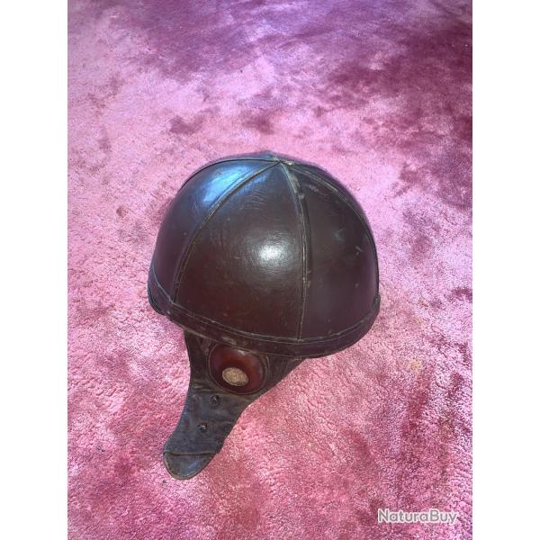Beau casque en cuir Aviation Bayard   de l'entre deux guerres