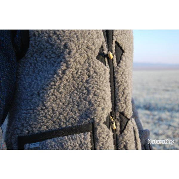 Gilet de Berger sans manches pure laine boutons brandebourg gris