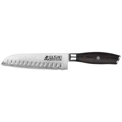 Couteau Santoku - S&eacute;rie San Mai 10Cr15 - Lame 170mm - Manche Pakkawood Wusaki
