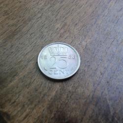 monnaie pays bas 25 cent  1956