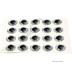 Yeux 3D adh&eacute;sifs argent &Oslash; 6.5mm
