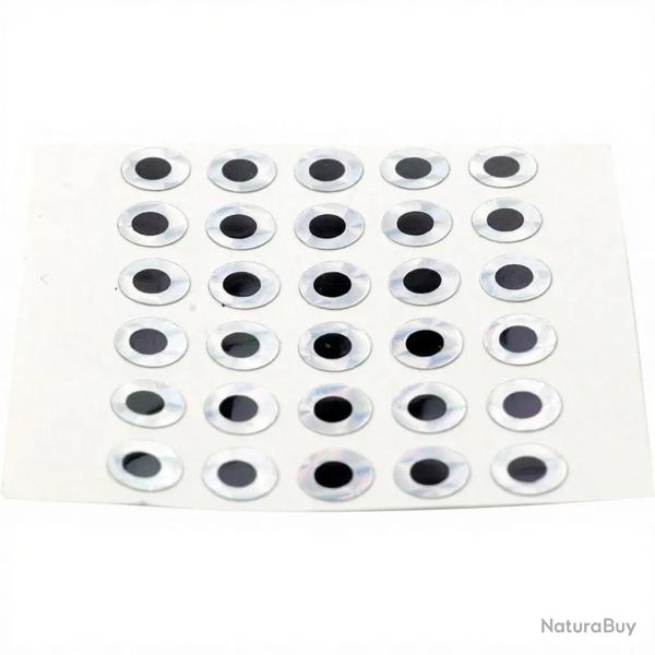 Yeux plats adh�sifs argent 3mm