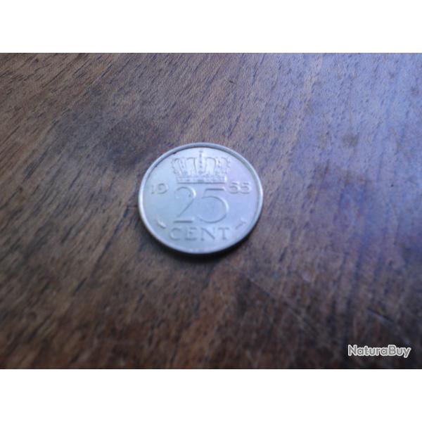 monnaie pays bas 25 cent  1955