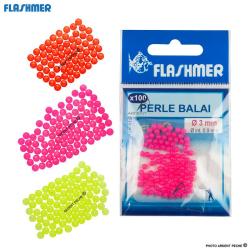 Perle plastique FLASHMER Balais fluo x100 Rose &Oslash; 3mm