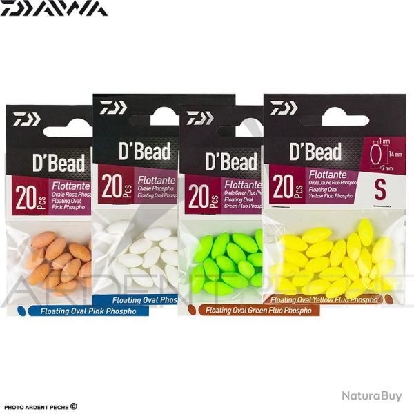 Perles DAIWA Flottantes ovales phospho S Jaune fluo