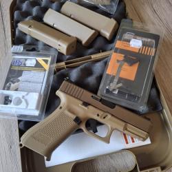 GLOCK 19X 9X19 COYOTE Comme NEUF ! + PERFORMANCE TRIGGER + Hausses et guidons LPA pour Glock