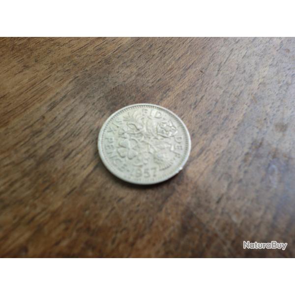 monnaie six pence elisabeth II  1957
