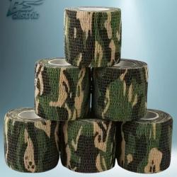 6 rouleaux de ruban auto-adh&eacute;sif camouflage....Enchere 1 Euro
