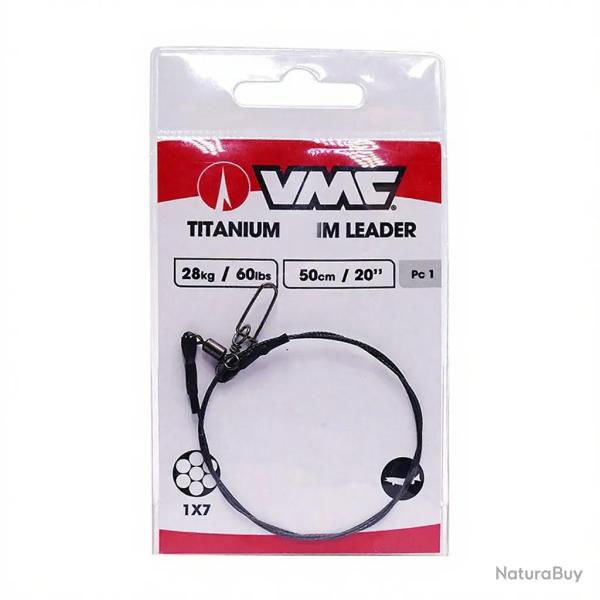 Bas de ligne VMC Titanium leader Swim / 1x7 / 60lb / 50cm