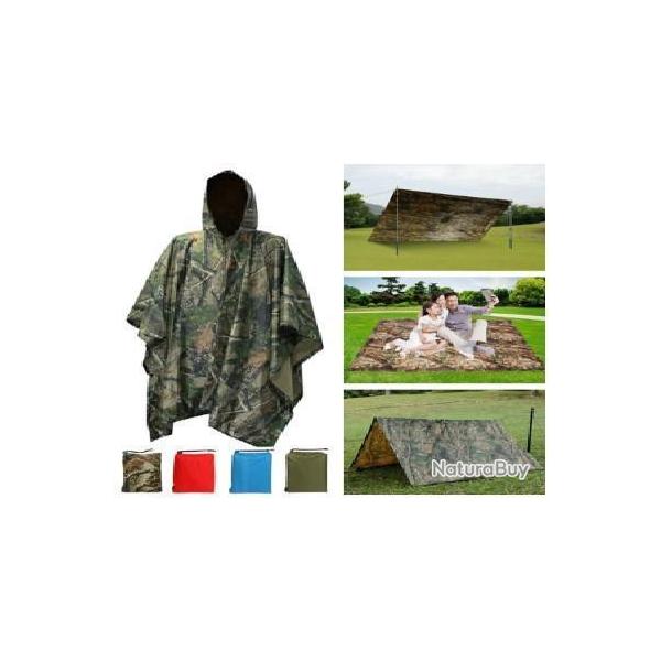 3 en 1 Poncho Imperm�able Polyvalent Manteau de Pluie - Tente Tapis de sol Auvent LIVRAISON OFFERTE