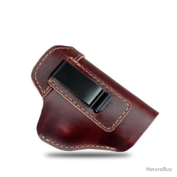 Holster Etui Pistolet Revolver Universel en Cuir Noir ou Marron Chasse LIVRAISON OFFERTE
