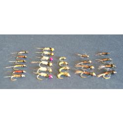 Lot de 24 nymphes taille 12 &agrave; 18. Bille tungst&egrave;ne
