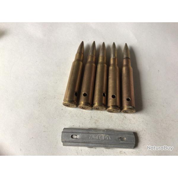 VENDU PAR LE-CUIRASSIER N� 5 CLIP DE 5 BALLES DE CALIBRE 7,5 NEUTRALISEES