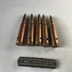 VENDU PAR LE-CUIRASSIER N&deg; 7 CLIP DE 5 BALLES DE CALIBRE 7,5 NEUTRALISEES