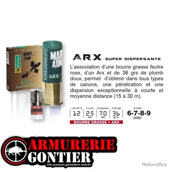 Cartouches MARY ARM ARX Super Dispersante Calibre 12/70 36grs 8