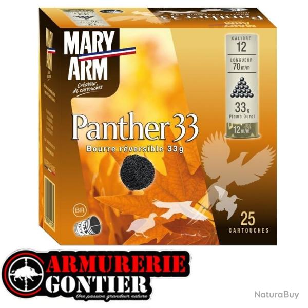 Cartouches MARY ARM Panther 33 Calibre 12/70 33grs N� 8.5 Bourre r�versible