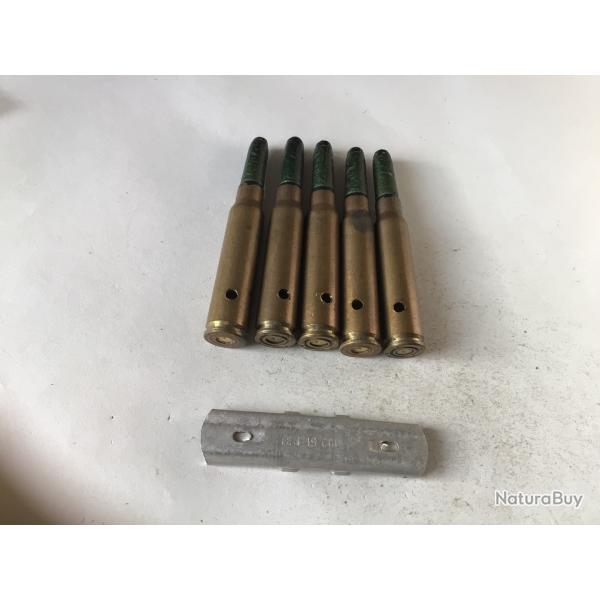 VENDU PAR LE-CUIRASSIER N� 14 CLIP DE 5 BALLES DE CALIBRE 7,5 TIR R�DUIT OGIVE VERTES NEUTRALISEES