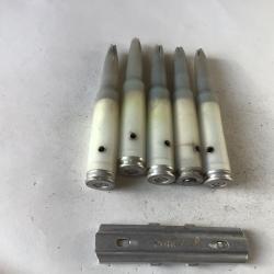 VENDU PAR LE-CUIRASSIER N&deg; 15 CLIP DE 5 BALLES DE CALIBRE 7,5 TIR A BLANC NEUTRALISEES