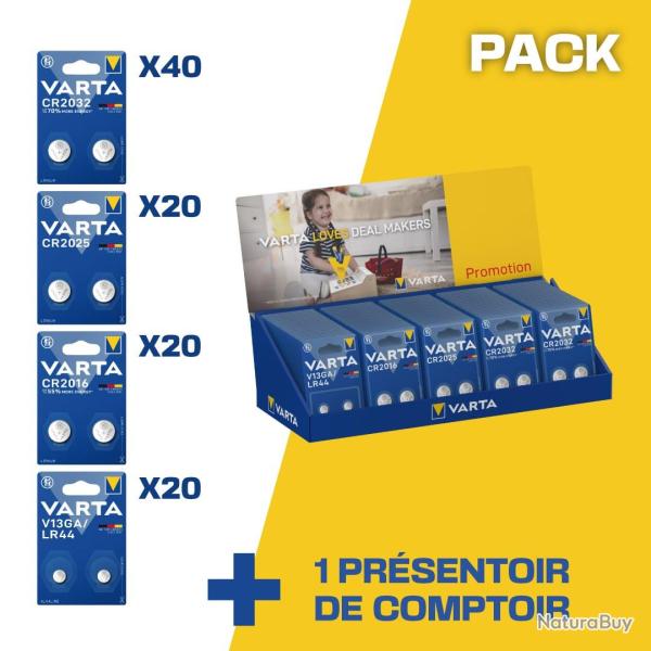 PACK COMPTOIR PILES SPECIALES 100 BLISTERS (CR2032, CR2025, CR2016, V13)