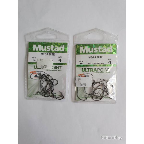 Lot 2 paquets 10 Hame�ons non mont� M�ga Bite N�4 Marque MUSTAD