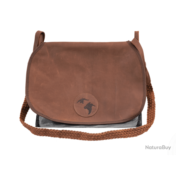 CARNIER CUIR VIEILLI BRETELLE CUIR TRESSEE BECASSE