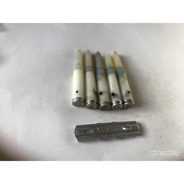 VENDU PAR LE-CUIRASSIER N� 16 CLIP DE 5 BALLES DE CALIBRE 7,5 TIR A BLANC NEUTRALISEES