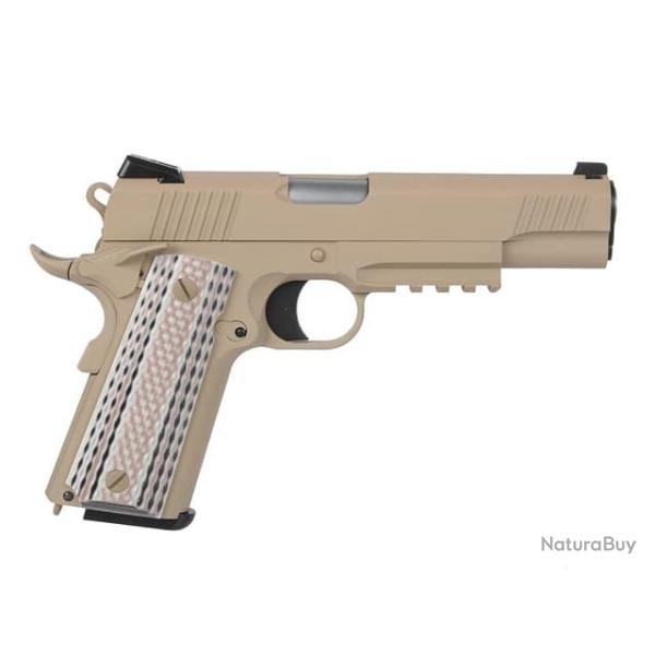 PISTOLET 6MM GAZ M45A1 TAN