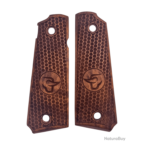 PLAQUETTES BOIS PT1911 NID D'ABEILLE LOGO TAURUS