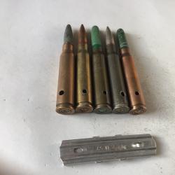 VENDU PAR LE-CUIRASSIER N&deg; 17 CLIP DE 5 BALLES DIFF&Eacute;RENTES DE CALIBRE 7,5  NEUTRALISEES
