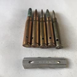 VENDU PAR LE-CUIRASSIER N&deg; 18 CLIP DE 5 BALLES DIFF&Eacute;RENTES DE CALIBRE 7,5  NEUTRALISEES