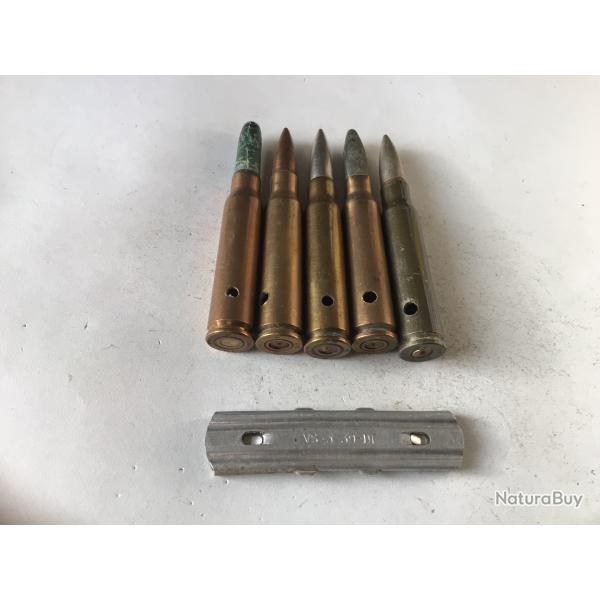 VENDU PAR LE-CUIRASSIER N� 18 CLIP DE 5 BALLES DIFF�RENTES DE CALIBRE 7,5  NEUTRALISEES